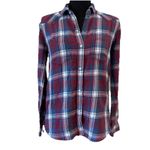 American Eagle Red Blue White Plaid Button (Snaps) Up Long Sleeve Shirt, Size XS Photo 5