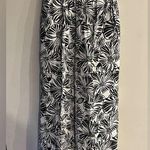 Sunny Leigh  Women’s Black & White Floral Linen Paper Bag Waist Wide Leg Pants Photo 0