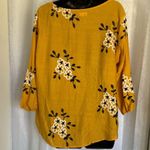 KINDRED LINEN EMBROIDERED TOP Sz: L Gold Size L Photo 2