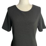 Mario Serrani  Ribbed Knit Sheath Dress M Black Short Sleeves Knee Length Stretch Photo 1