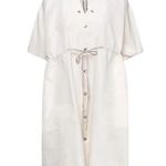 RICK OWENS TECUATL Sail Mini Dress Shirt‎ Coat Snaps Cotton Size S White $1450 Photo 4