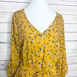 Hint of Blush Mustard Yellow Spring Summer Granny Floral Casual Dress Size Large Photo 11