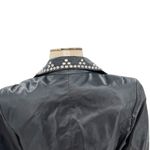 Cache  Vintage Leather Jacket Cropped Studded‎ Rhinestones Black Size Medium Photo 7