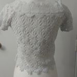Handmade  Vintage White Floral Lace Shirt XS Cottagecore Fairycore Tomatogirl Photo 4