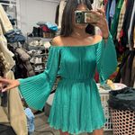 SheIn Turquoise Blue Off the Shoulder Pleated Romper Size XS Photo 0
