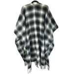 Urban Outfitters Ecote Womens Poncho Sweater Wrap Fringe Plaid Black White Photo 1