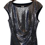 Anne Klein Sequin Ruched Cap Sleeve Sheath Dress Silver size 10 Photo 2