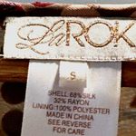 LaRok Silk Blend Tunic Dress Velvet Dot Ruched Sheer Sleeve Boho Chic Size Small Brown Photo 7