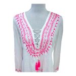 Vintage Havana WHITE AND NEON PINK EMBROIDERED GYPSY
TUNIC TOP size M Photo 6