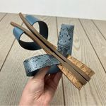 Sun + Stone Easten Slide Sandals 6M Blue Snake Skin Pattern $50 Size 6 Photo 3