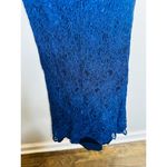THEIA Dark Blue Metallic Floral Lace Overlay Shimmering Element Gown Size 6 Photo 15