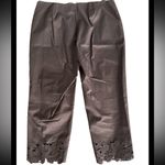 Jones New York Chino Pants 12 Petite Brown Stretch Capri Pants Cut Out Floral Photo 1