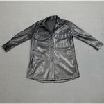 ZARA  Faux Leather Shirt Dress Womens S Black Button Down Collared Long Sleeve Photo 5