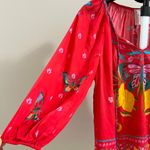 Johnny Was NWT  Jade Monaco Peasant Floral Red Silk Blend SHIRT Blouse Sz M Photo 2