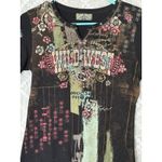 Y2K Vanilla Sugar Wild West Floral Cross Rhinestone Tee Cowgirl Top Black Photo 2