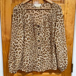 Vintage Escada by Margaretha Ley Leopard Silk Blouse Size 38 M Germany 80s 90s Brown Photo 0