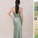 Revelry Nadia Satin Dress Green Size 4 Photo 2