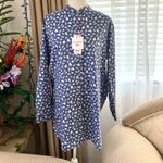 Uniqlo Cotton Silk Long-Sleeve Tunic in Blue Floral Photo 4