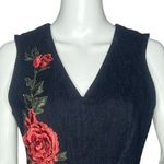 Alexia Admor  Dress Womens 8 Blue Dark Denim Sleeveless Floral Applique Mini Photo 5