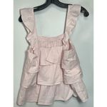 Crown & Ivy Women's Striped Shirred Layered Ruffled Pink/White Top Size S Photo 1