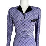 Vintage 80s Vivians Playboy Button Up Shirt Dress Medium Purple Check Bunny Photo 1