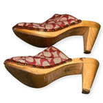 Coach women’s Y2K canvas felicity signature platform mules wooden heels size 9 Photo 5