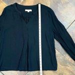 Loft  Striped Textured Black Notched V-neck Top XL Photo 8