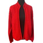 G.H. Bass & Co Red Cable Knit Wool Zip Sweater Women’s M Mock Neck Classic Size M Photo 2