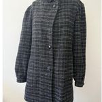 Vintage 80s Made In USA Size 9/10 Black White Geometric Plaid Mock Neck Pea Coat Photo 0