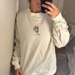 Vintage white cream textured 100% cotton Maui stitched crewneck sweatshirt! Size L Photo 0