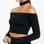 EXPRESS  off the shoulder choker cropped top Photo 0