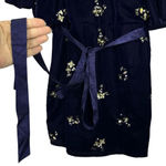 ASOS  Mini Wrap Velvet Dress Blue US 6 Floral 3D Embellishments Baby Doll Dainty Photo 4