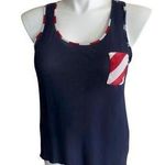 Rue 21  4th Of July Tank Top Navy Blue Striped Pocket Size Large **Item 0714 Photo 0