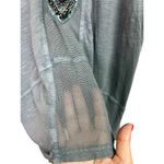 Free People  Bluish Gray Beaded Mesh Tank Top Small Photo 4
