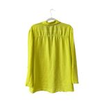 Ellen Tracy 100% Linen Popover Tunic Blouse Top Size XL Neon Yellow Long Sleeve Beach Work Photo 2