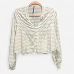 Anthropologie By  Long-Sleeve Button-Front Textured Sheer White Blouse XS Photo 1