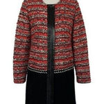 Milly ‎ Jacket 2 Black Red Textured Tweed Blazer Workwear Party Photo 0