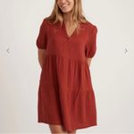 Marine layer  Jamie Short Sleeve Mini Dress in‎ Barn Red Photo 3