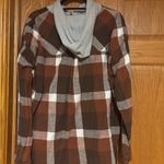 Maurice's  Brown and Gray Plaid Hooded Flannel Photo 3