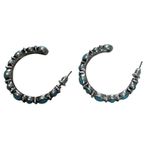 Earrings Set of 3 Pair Turquoise Silver Western Style Hoop Dangle Set New Silver Photo 4