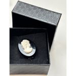 Vintage Black & White Cameo Brooch With Lady Silhouette Design In Gift Box Photo 4