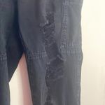 SheIn Black Distressed Denim Flap Cargo Pockets Jogger Jeans Grunge Photo 5
