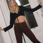 ZARA NWOT  rusty brown cargo jeans pants large pockets small s wide leg pants Photo 1