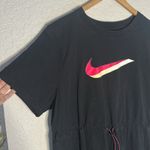 Nike Black Icon Clash Dress Size 1X Swoosh Drawstring Waist Athleisure Mini Photo 4