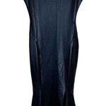 Norma Kamali  Black Foil Sleeveless Fishtail Midi Dress Sz S Photo 0