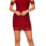 Susana Monaco  Burgundy Red Bandage Eyelet Off Shoulder Dress Size Medium NWT Photo 0