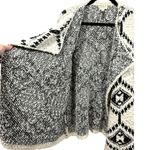 POL Aztec Print Open Front Popcorn Knit Cardigan Sweater Black Cream Medium Photo 7