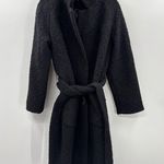 Ganni Fenn Teddy Boucle Wrap Coat Black Photo 2