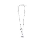 Silver Tone Bow Initial K Charm Necklace Dainty Beaded Chain Feminine New Photo 4