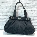 Coach Black Signature Logo Handbag Satchel Purse Bag Photo 3